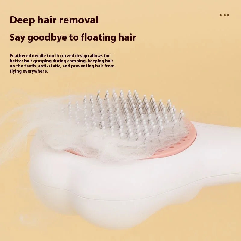 Cute Paw Pet Grooming Comb with One-Click Fur Removal