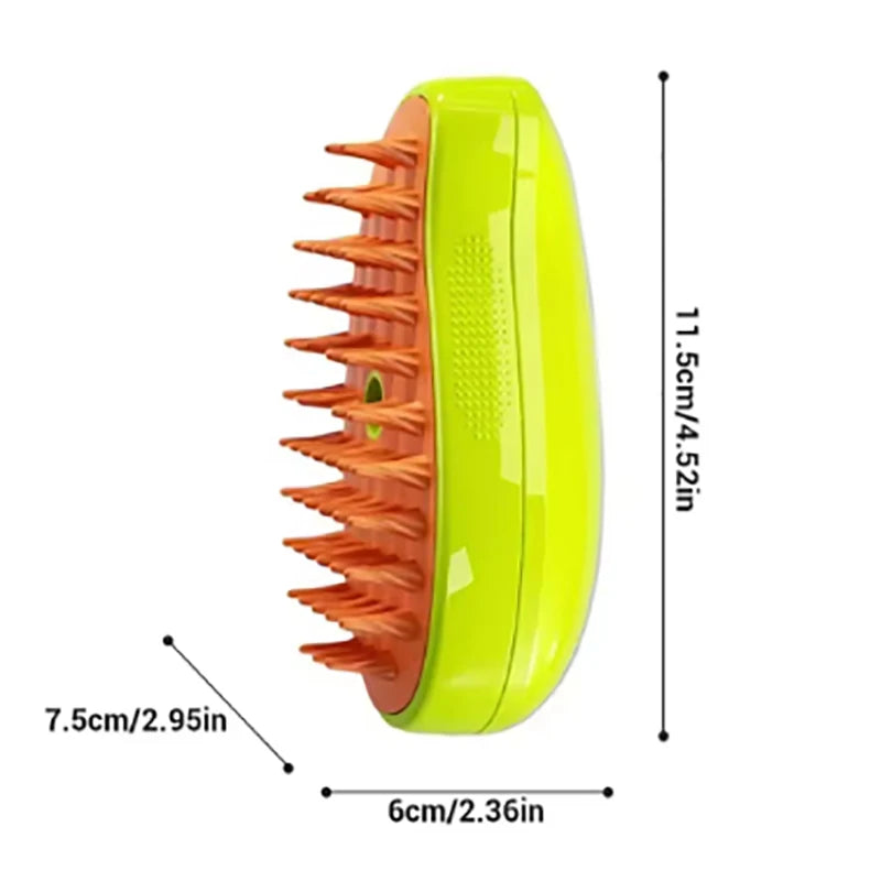 3-in-1 Electric Steam Cat Brush for Massage and Hair Removal