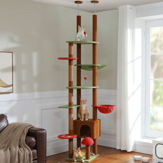 Floor-to-Ceiling Cat Tree with Hammock & Condo