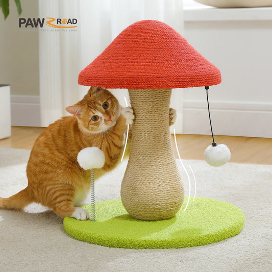 Mushroom Cat Scratching Post with Pompom Toys