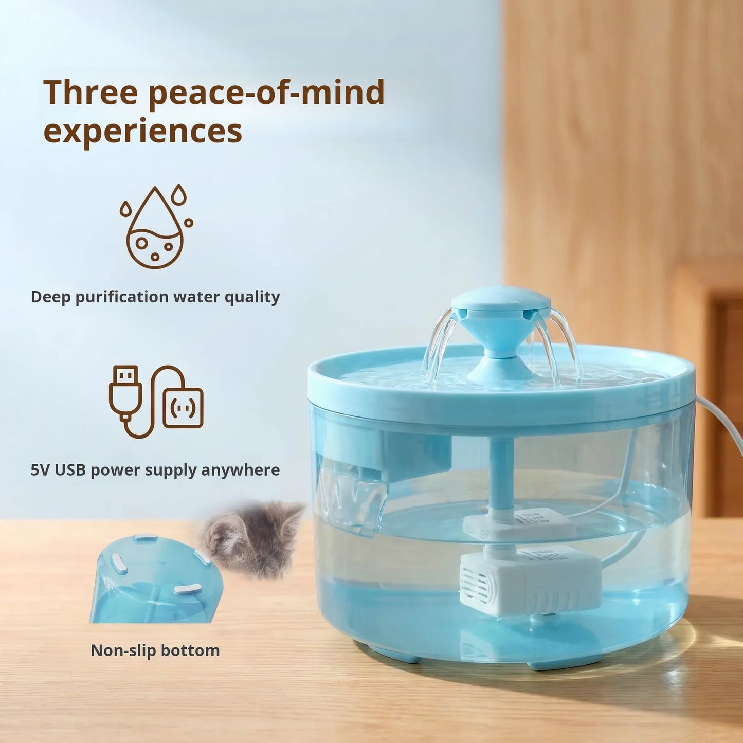 1800mL USB Pet Water Fountain with Automatic Filter System