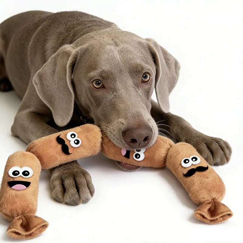 Durable Plush Sausage Dog Chew Toy with Squeaky Sound