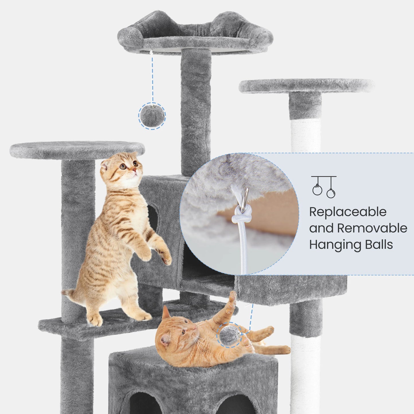 54-Inch Multi-Level Cat Tree Tower with Scratching Posts