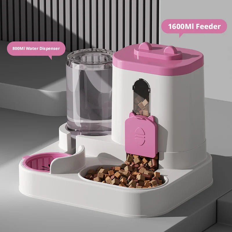 2-in-1 Automatic Pet Feeder and Water Bowl for Cats