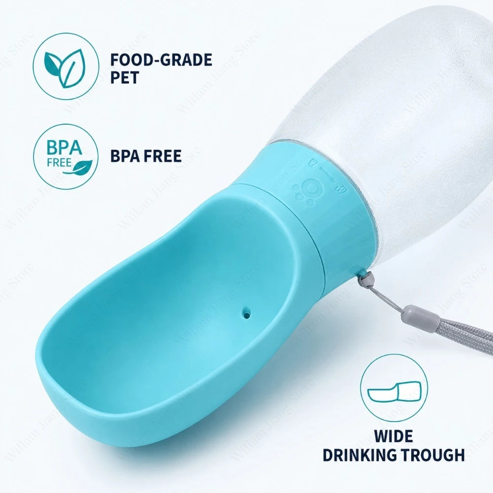 Portable Travel Pet Water Bottle with Integrated Drinking Bowl