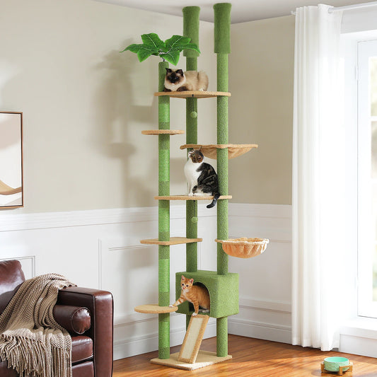 Floor-to-Ceiling Cat Tree with Hammock & Condo