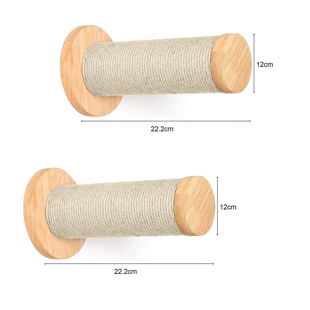 Wall-Mounted Cat Climbing Shelf with Sisal Scratching Post