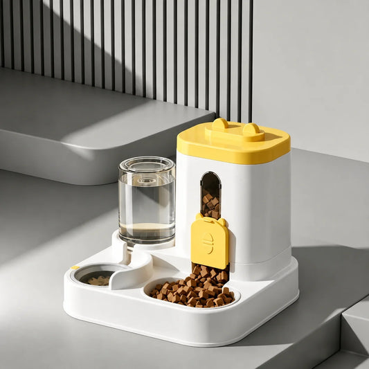 2-in-1 Automatic Pet Feeder and Water Bowl for Cats