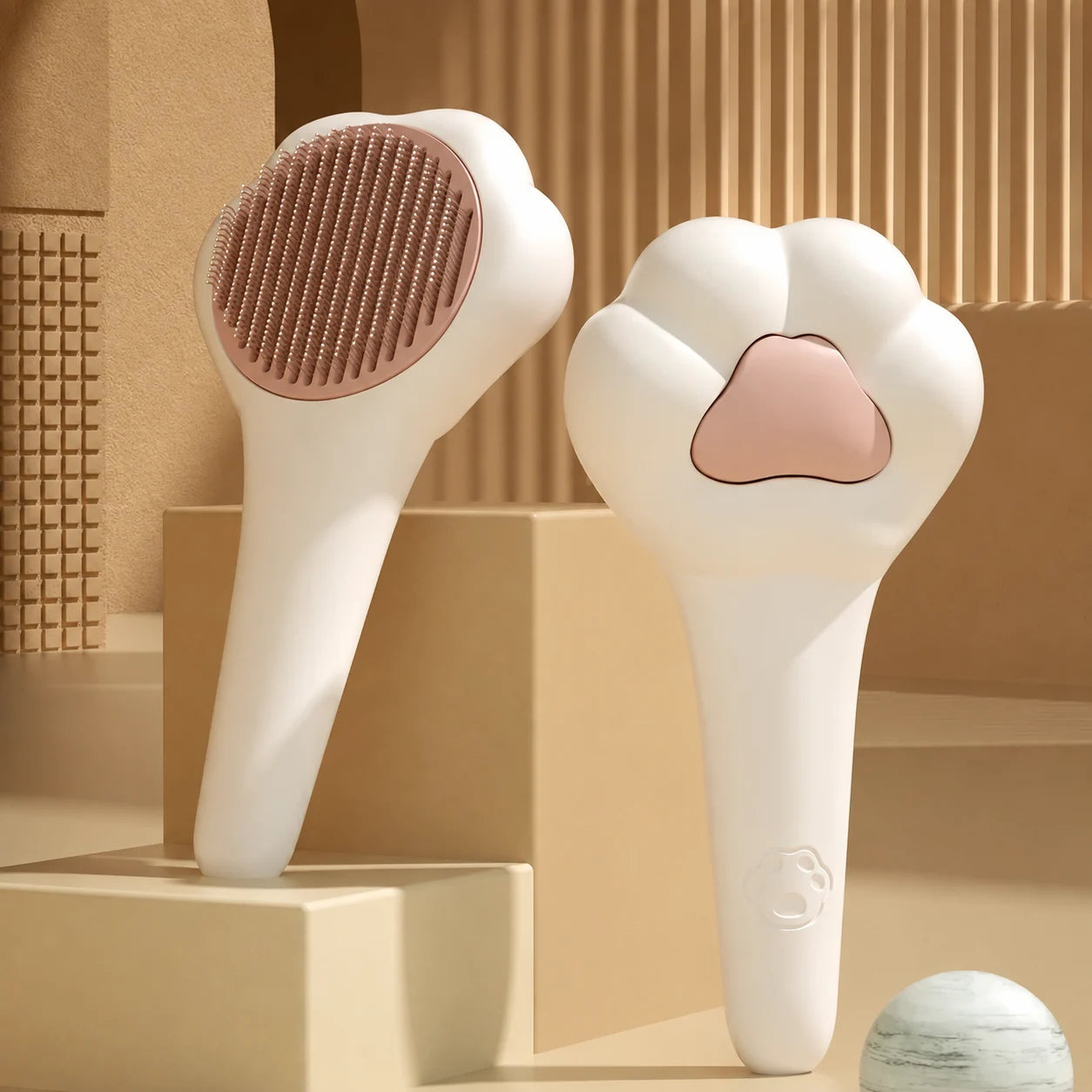 Cute Paw Pet Grooming Comb with One-Click Fur Removal
