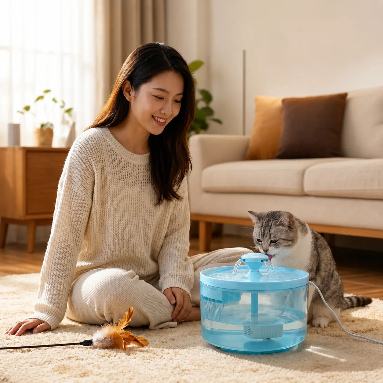 1800mL USB Pet Water Fountain with Automatic Filter System